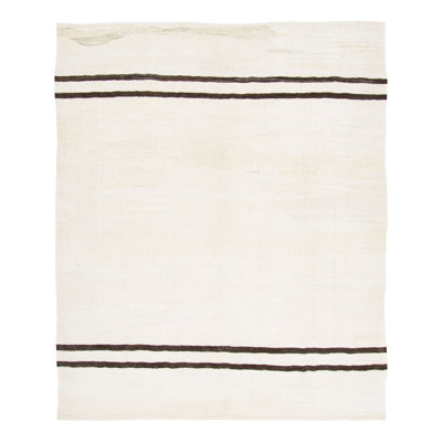 Vintage Turkish Kilim Hemp Rug with Brown Stripes by Rug & Kilim, 1950-1959