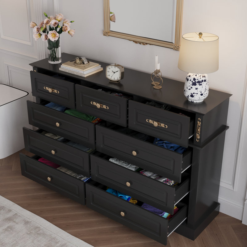 Extra Large 9-Drawer Dresser with Gold Knobs, 63" Wide