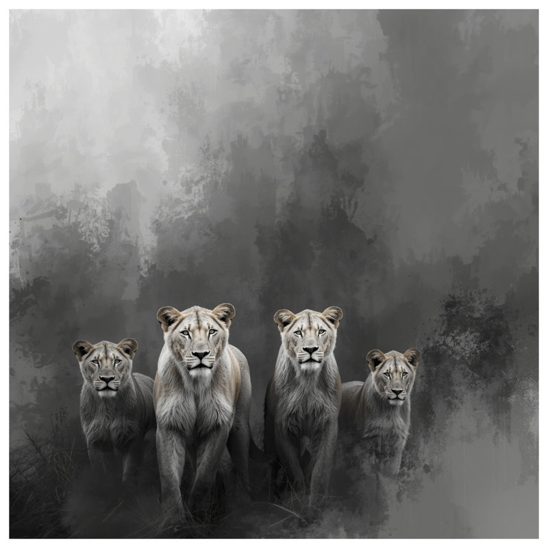 Lions Walking Forward Window Curtains, Lions Sheer & Blockout Curtains - 1 Panel, 50" x 92" - 1 Panel, Blockout
