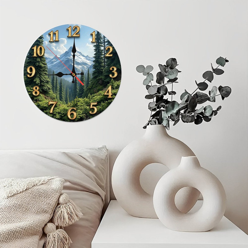 Mountain Forest Scenery Wall Clock