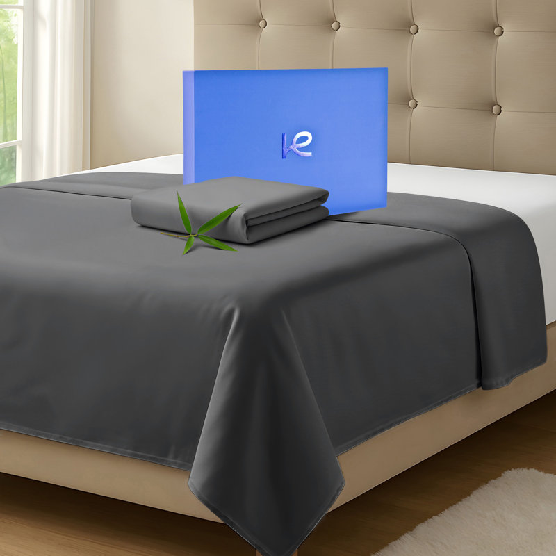 100% Organic Viscose From Bamboo Flat Sheet Only, 300 Thread Count, Extra Wide, Cooling & Breathable, Double Stitching, Bedding Sheet - Gift-Ready Packaging (White)
