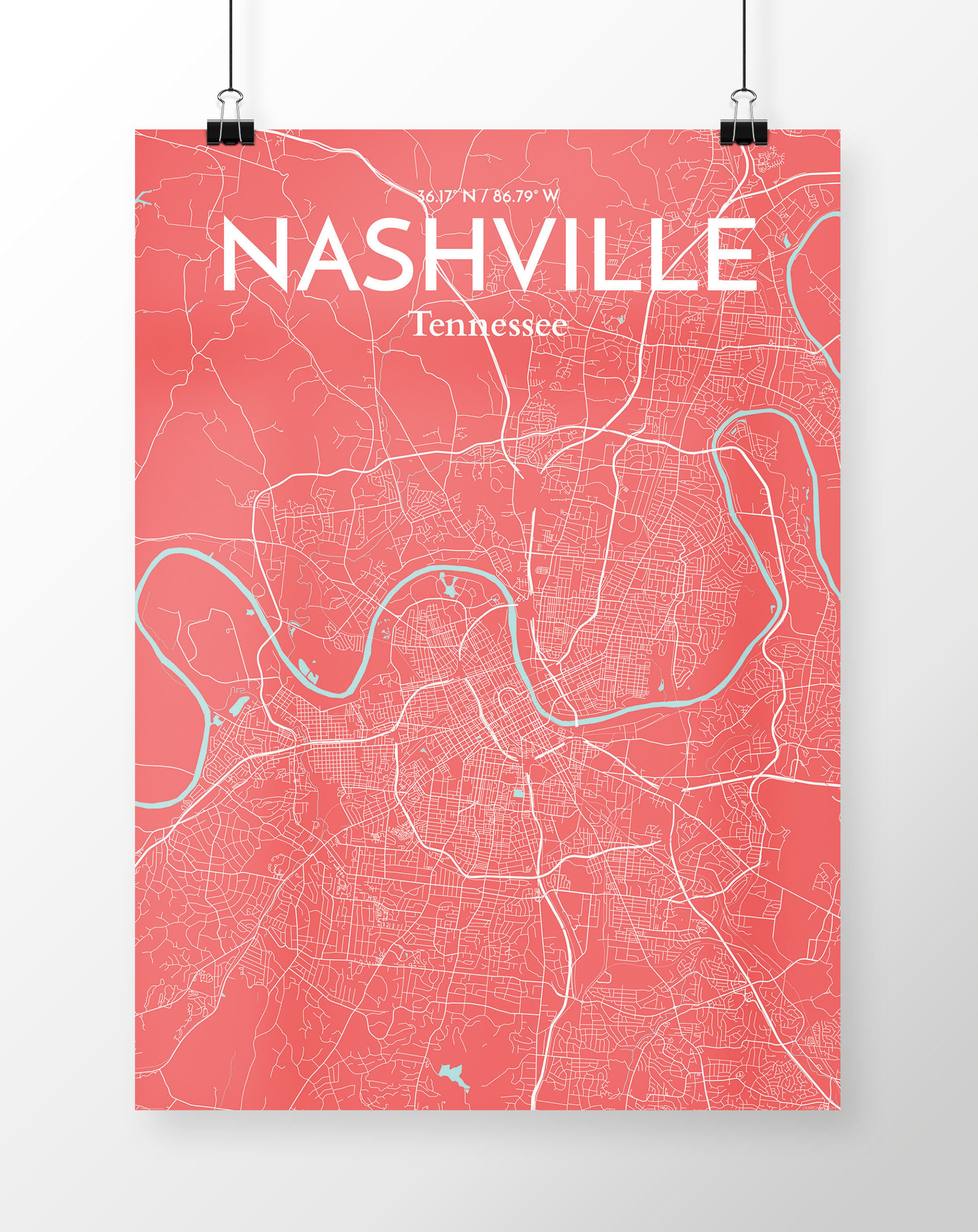 Wrought Studio™ Nashville City Map - Graphic Art Print on Paper | Wayfair, image size:1920x2418
