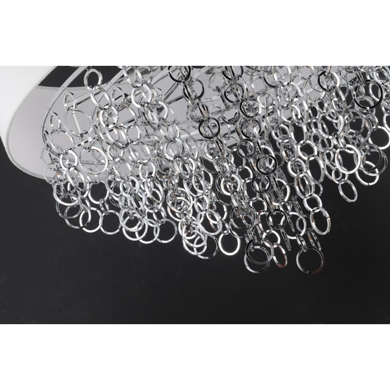 Lustre cylindrique unique à 9 lumières Swanigan, Chrome, Blanc