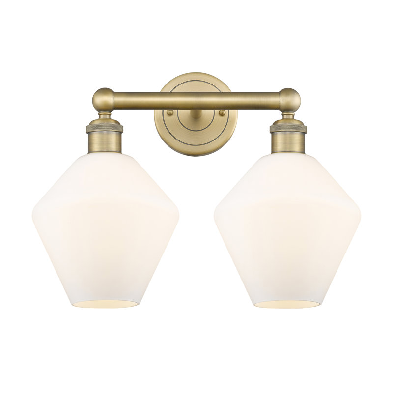 Éclairage pour meuble-lavabo à intensité variable 2 lumières Amylea, Boîtier blanc mat, Laiton brossé