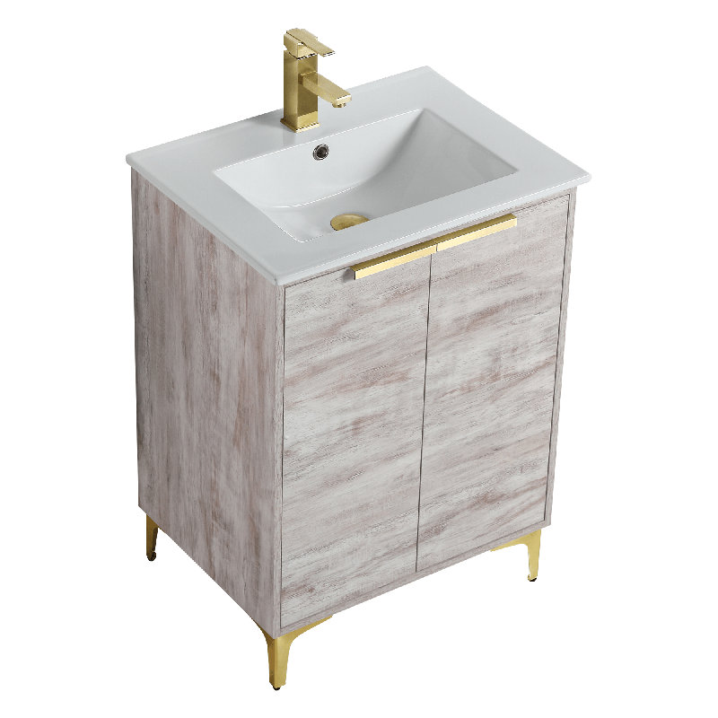Ensemble de meuble-lavabo simple 24 po Kawamoto, Laiton satiné