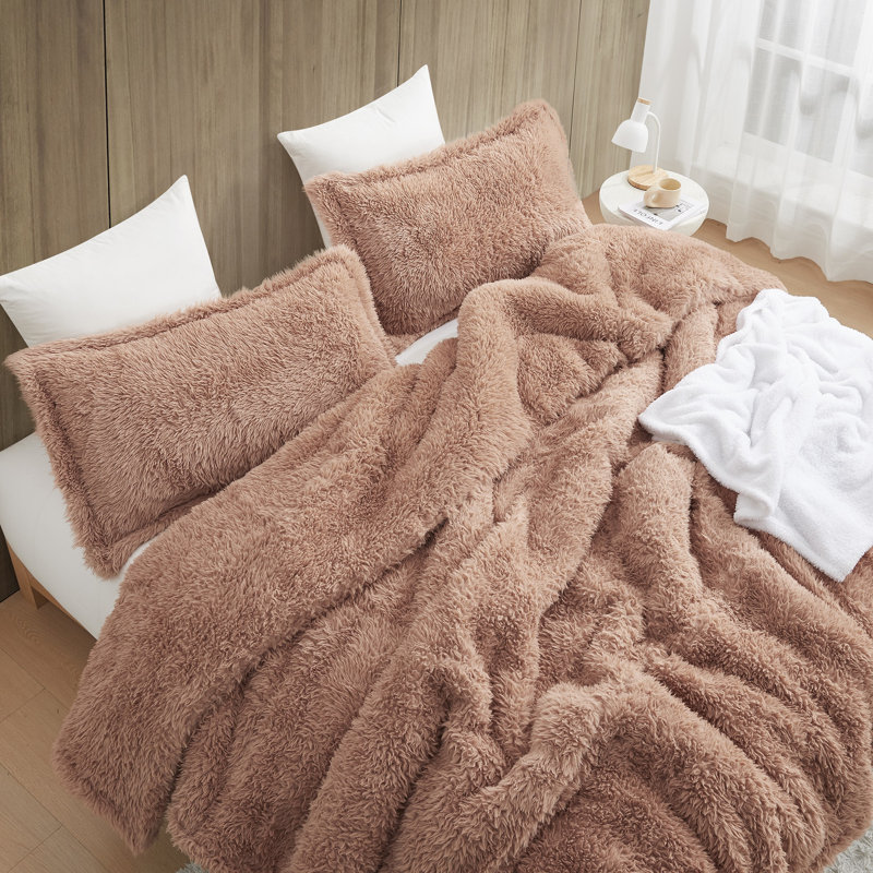 Caribou Brown Faux Fur Oversized King Comforter Set