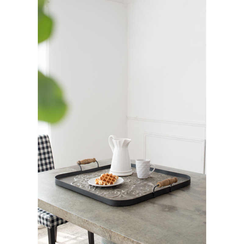 28.7X3.9X24.4" Fabius Iron Tray With Handle, Square
