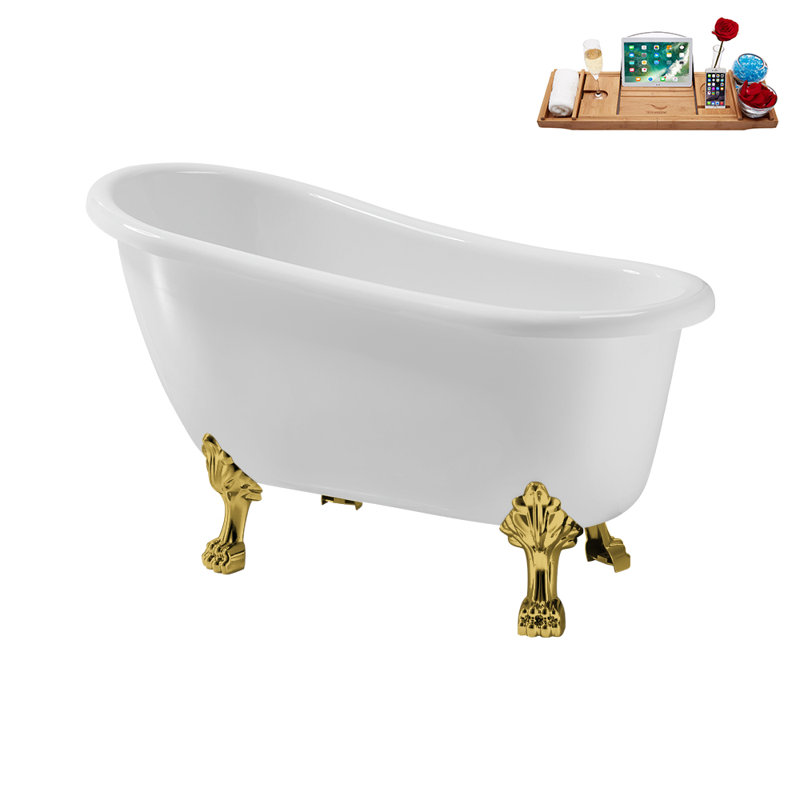 53.1'' x 25.6'' Freestanding Soaking Acrylic Bathtub, Polished Gold, Matte Black