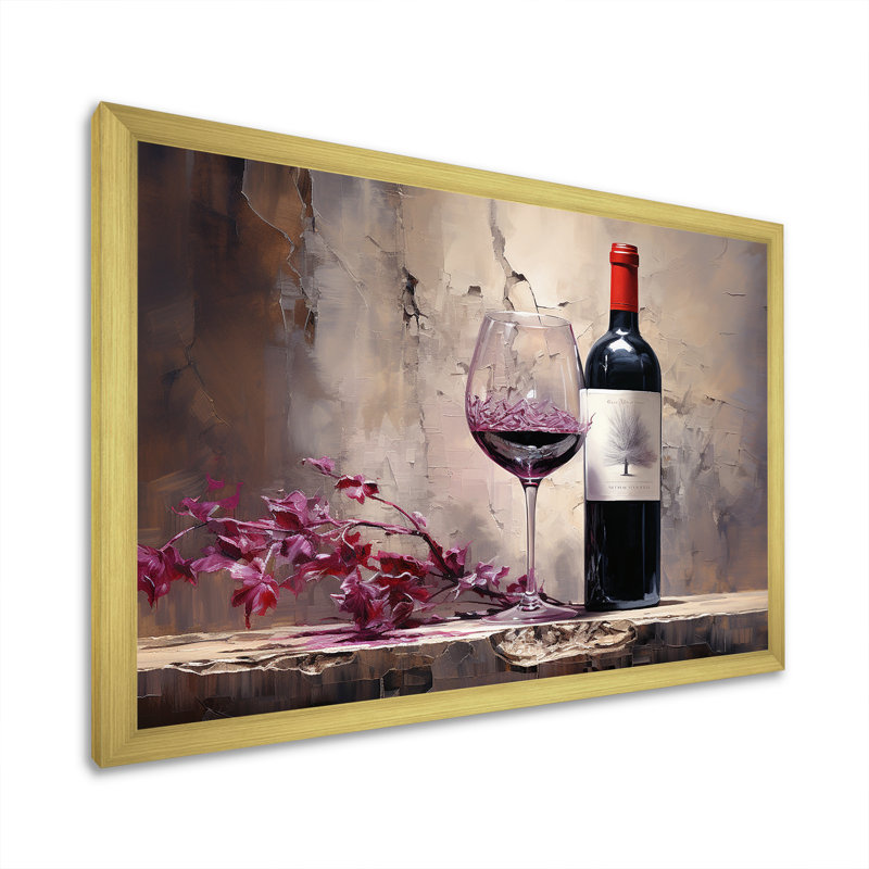 Claret Clarity I sur toile, Cadre doré simple, H 30 po x l 40 po x P 1,5 po