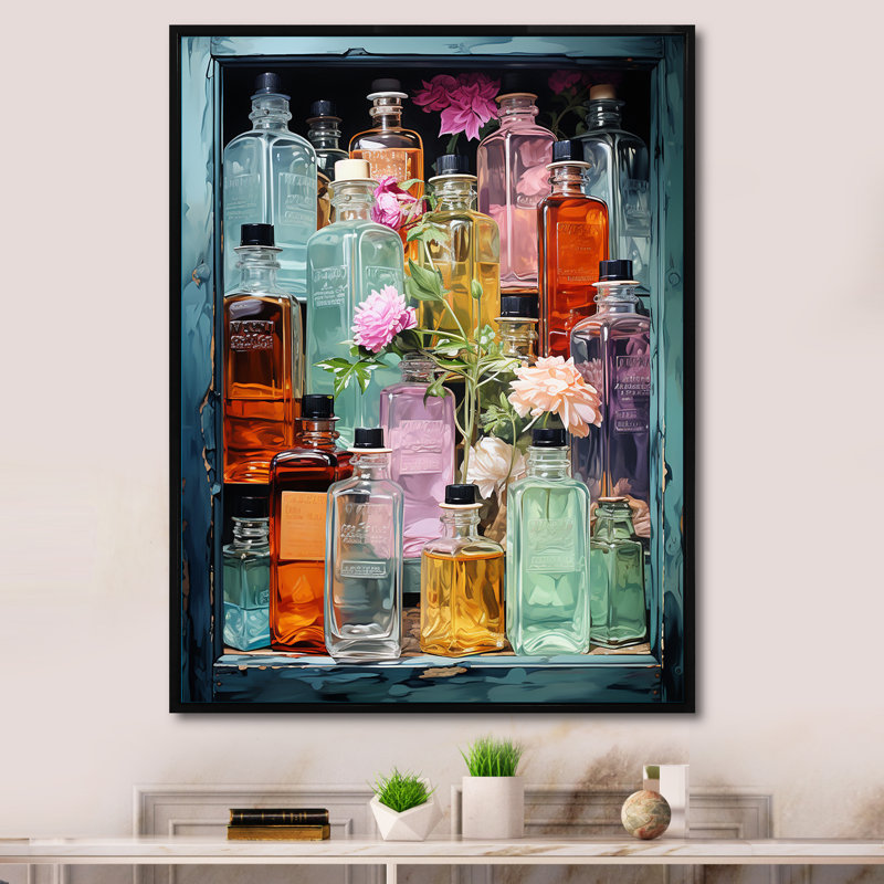 Toilette Elixir Of Beauty I - impression sur toile tendance, H 32 po x l 16 po x P 1 po, Cadre flottant noir