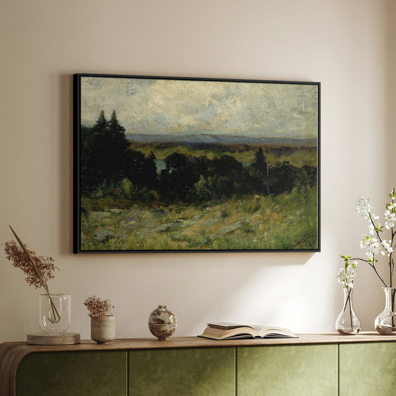 «Vintage Landscape - M III» sur toile, Toile avec cadre flottant noir, H 27 po x l 41 po x P 2 po