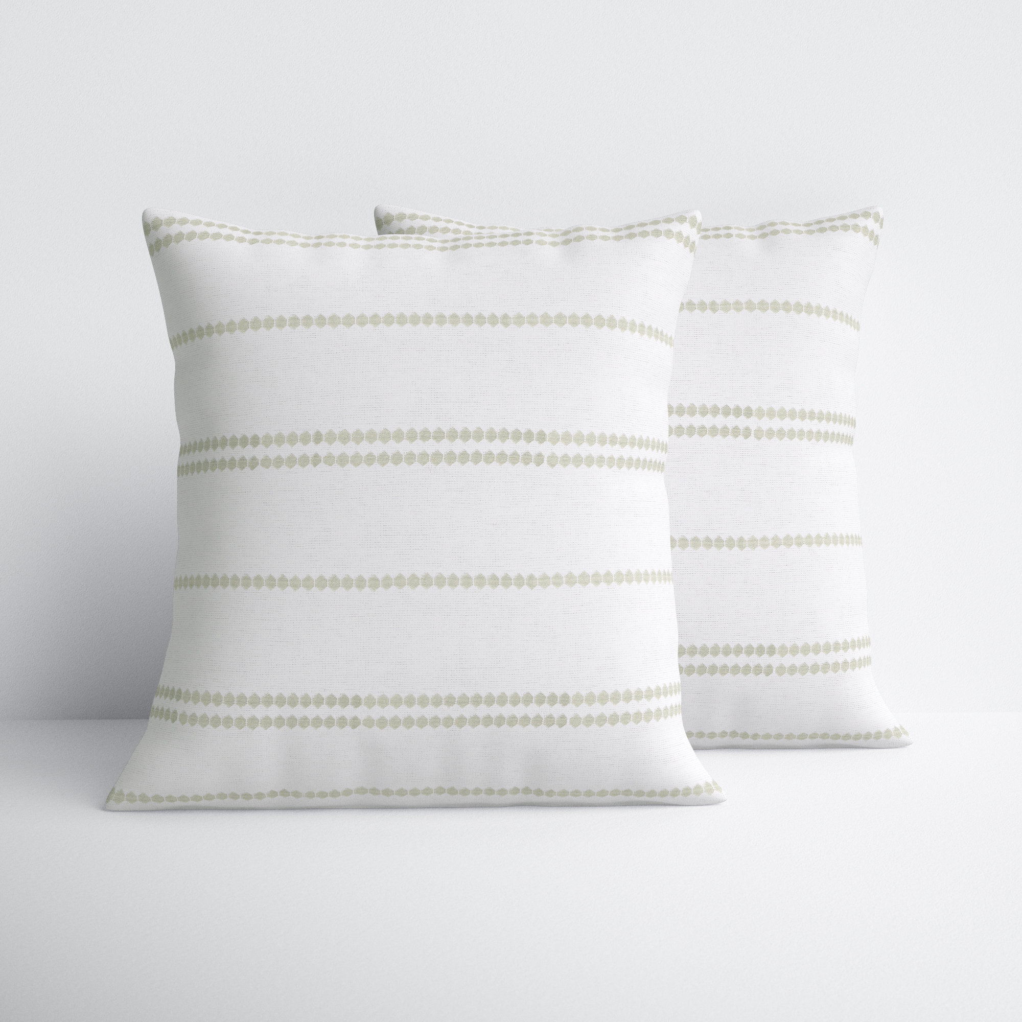Hudie Striped Cotton Throw Pillow, Pillow Cover Only - No Insert, White/Olive