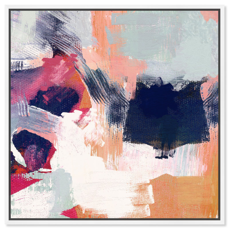 «Abstract Sunrise Sorbet Textures», impression sur toile, Toile blanche encadrée, H 30 po x l 30 po