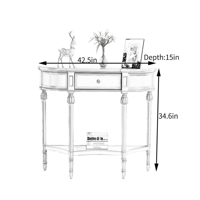 Armoire de hall d'entrée de style français, Or champagne, H 34,6 po x l 42,5 po x P 15 po