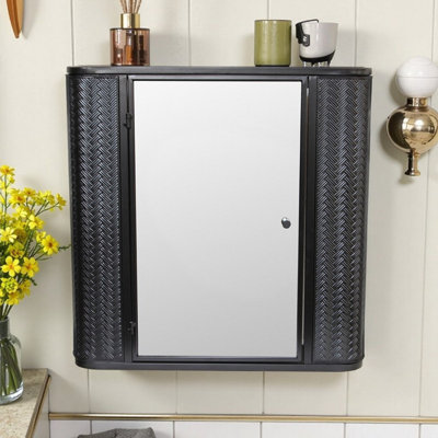 23.62 Inch Single Door Wall Mounted Bathroom Cabinet With Mirror - Farmhouse Rustic Storage For Bathroom Vanity