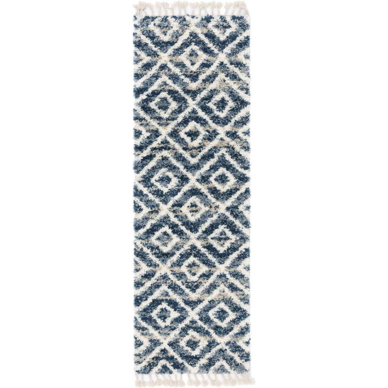 Parrish Geometric Shag Area Rug, Runner 79 x 249cm
