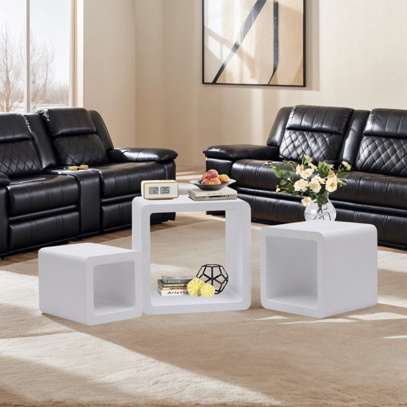 Solid Wood Nesting Tables (Set of 3), White