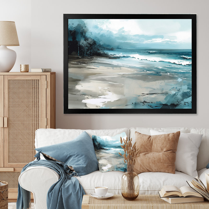 Coastal Waves IV - Imprimé, Cadre noir, H 12 po x l 20 po x P 1 po