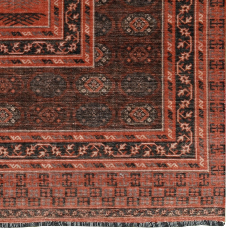 Laurel Amaya Machine Woven Polyester No Pattern Area Rug in Red, Runner 2'2" x 10'