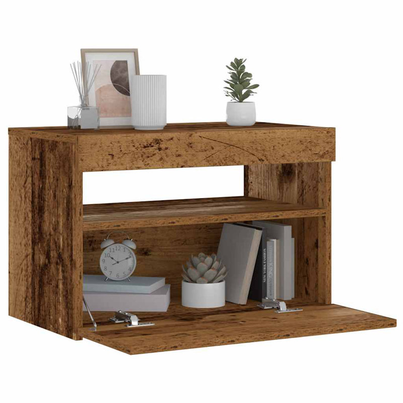 Arnolds 60cm W Manufactured Wood Bedside Table, Old Wood