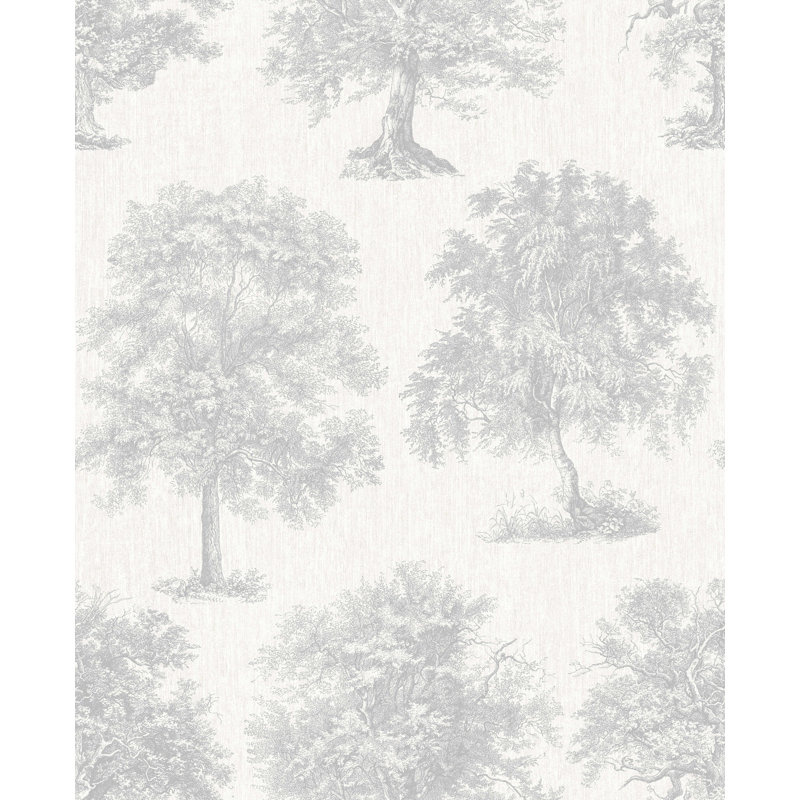 Floral Metallic Wallpaper Roll, Silver