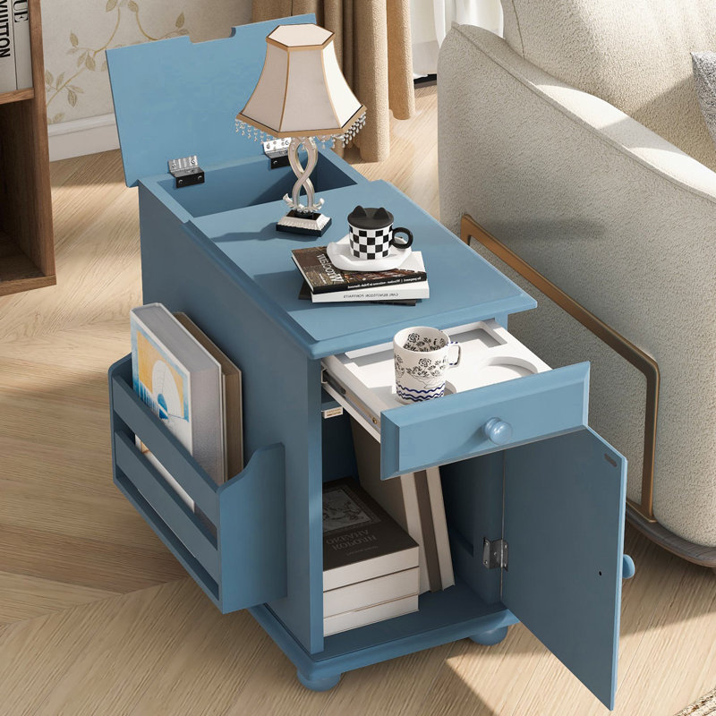 Avigail 12.6'' 1 Drawer Nightstand, Navy Blue