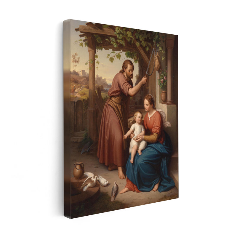 Sainte Famille, Canevas, Encadrement brun, H 11 po x l 14 po