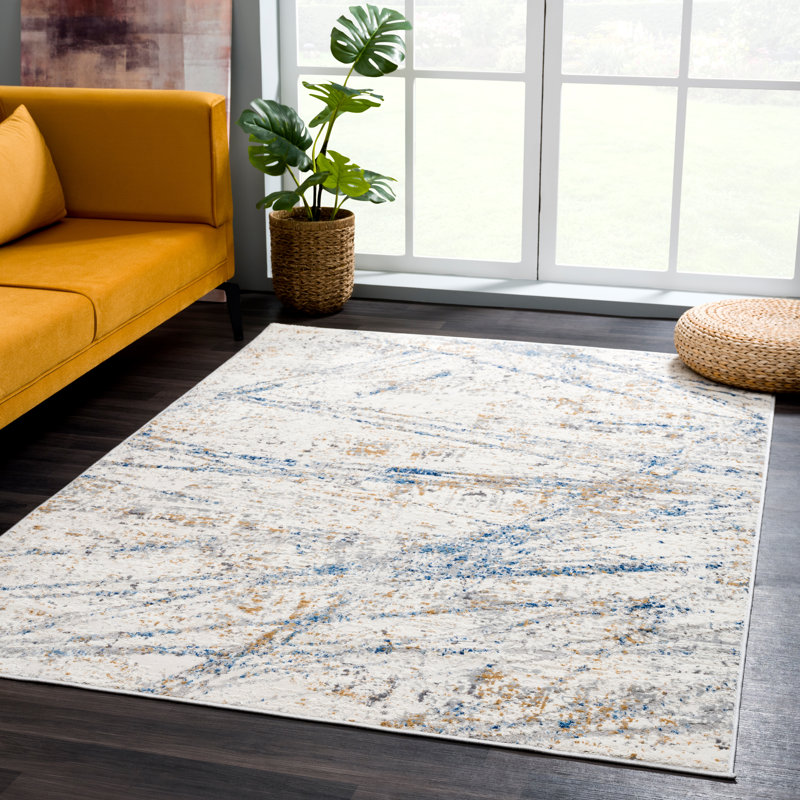 Tapis linéaire gris et ivoire Haenisch, Rectangle 6 pi x 9 pi