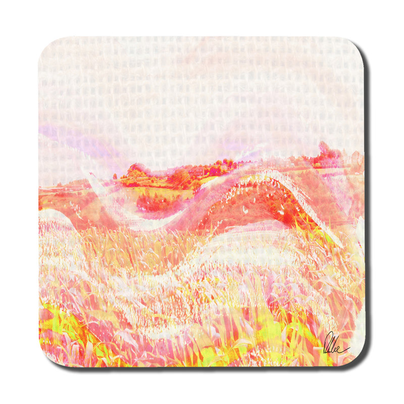 Square 6 Piece Coaster Set, Pink
