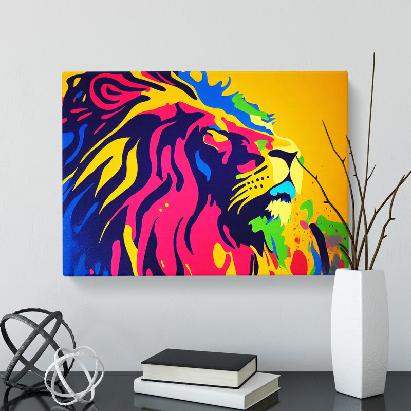 Painted Lion Abstract - Wrapped Canvas Print, 40cm H x 60cm W x 3cm D