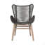 Chaise de patio d'extérieur en bois d'eucalyptus clair et corde gris anthracite