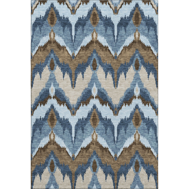 Premium Machine Washable Prisco Blue Rug