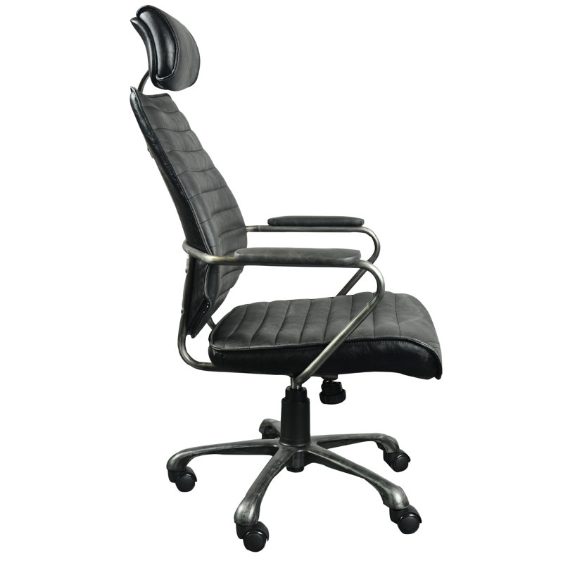 Genuine Leather Executive Chair, Black Genuine Leather