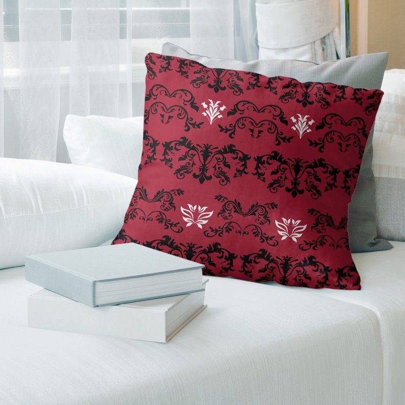 Housse de coussin Atlanta Football Baroque, Rouge / Noir / Blanc, 26 po x 26 po, Polyester sergé