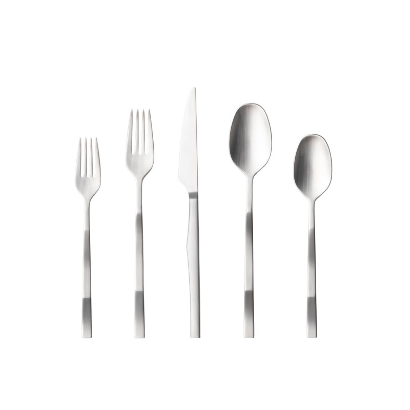 Ramo Flatware 5 Pieces, Brushed Silver