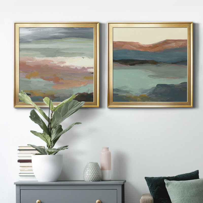 «Ocean Bluff», reproduction de cadre photo sur toile 2 pièces, Or, H 17,5 po x l 35 po x P 1,5 po