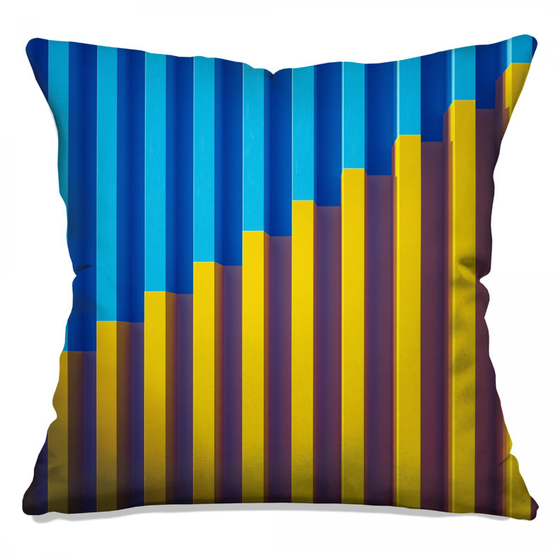 Coussins décoratifs à barres verticales bleues et jaunes, 20 x 20 inches