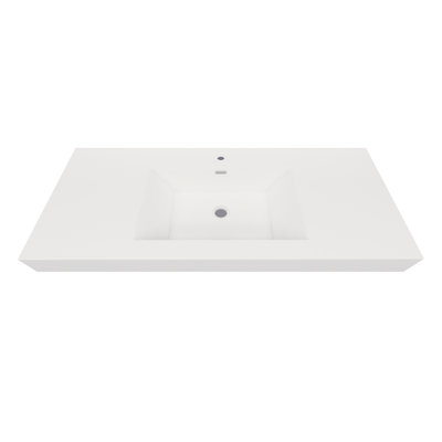 Lavabo de salle de bain vasque rectangulaire blanc avec trop-plein