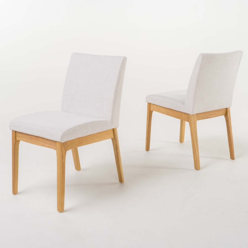 Chaises de salle à manger sans accoudoirs modernes et minimalistes, ensemble de 2, Beige, Naturel
