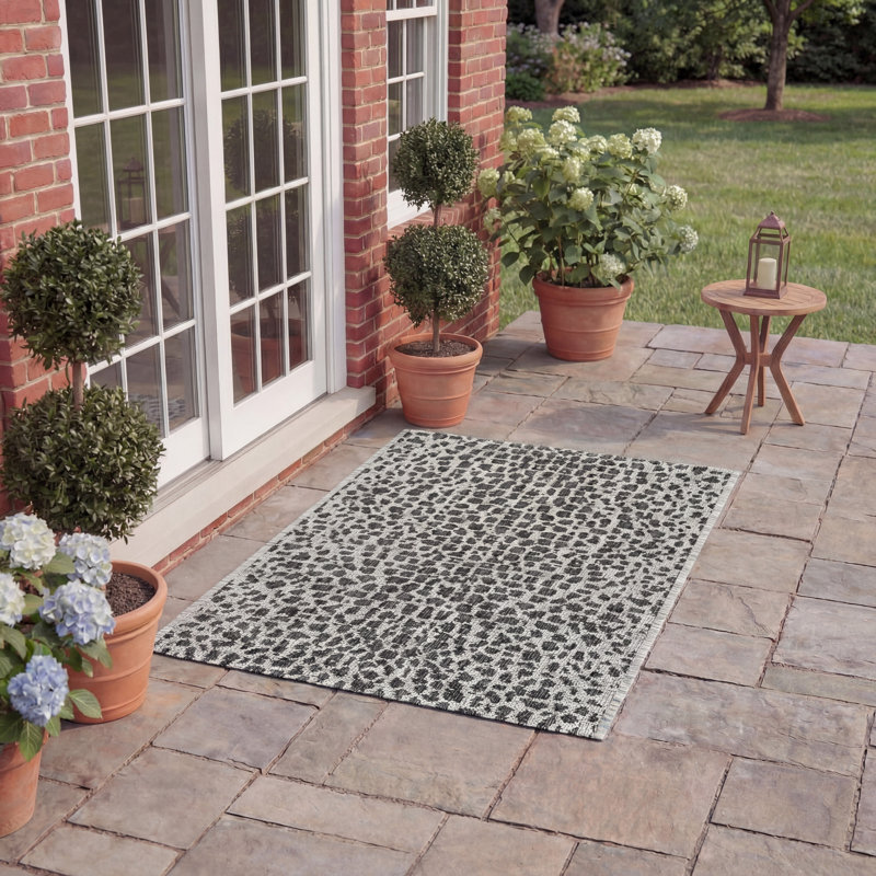 Basinger Animal Print Gray Indoor/Outdoor Area Rug, Rectangle 2' x 3'7"