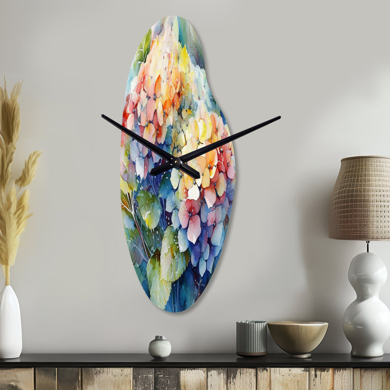 Horloge murale asymétrique en métal bleu et vert, Médium