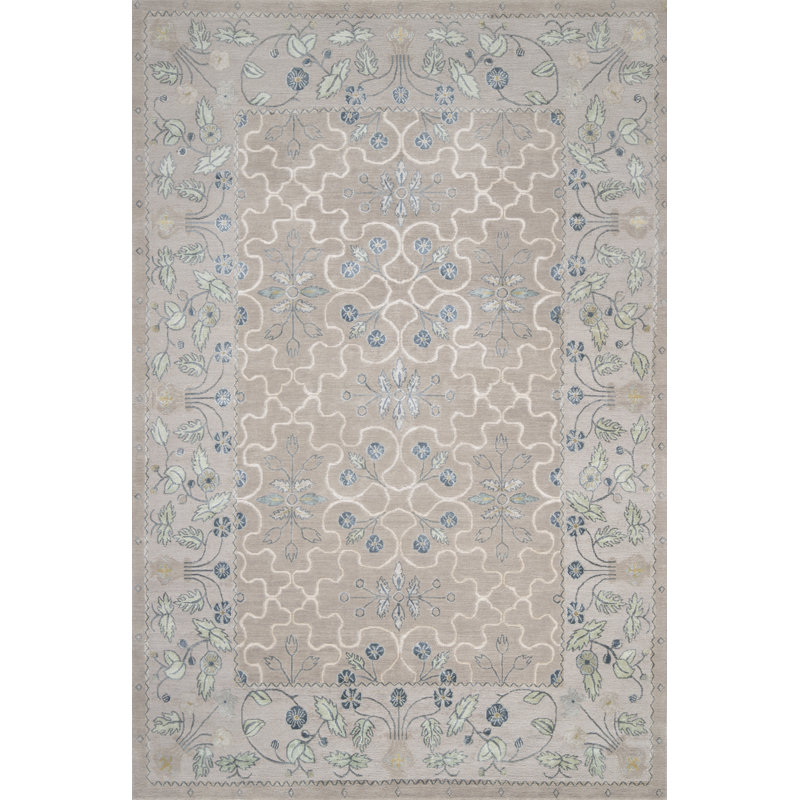 Erika Oriental Area Rug in Dusty Lavender/Mint Green/Citron Green, Rectangle 12' x 18'