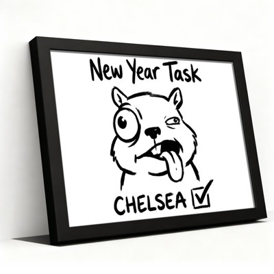 Ensemble de 1 tableau mural sur toile Chelsea Cat « Tâche du Nouvel An »
