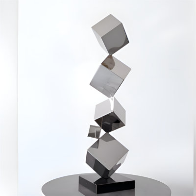 Modern Minimalist Geometric Stainless Steel Sculpture Luxury Art Deco For Hotel Lobby And Tabletop