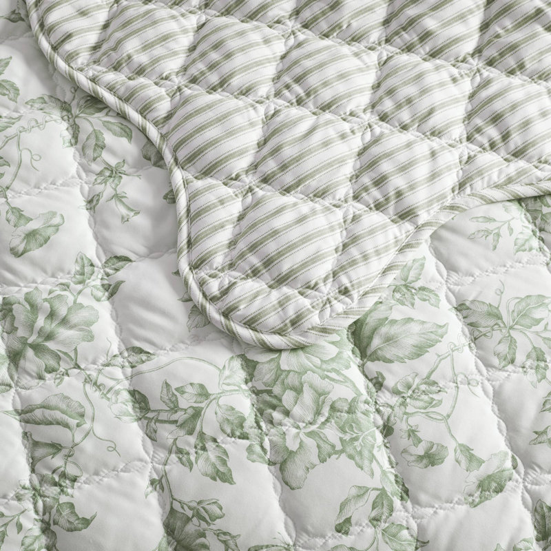 Reversible Green Bedding Sets, Full Queen Microfiber, Farmhouse Home Quilt
