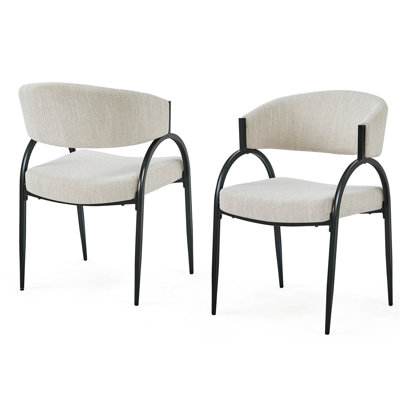 Upholstered Dining Chairs (2), Beige - Sleek Metal Legs, Comfortable Seating Area, 22.17"l X 23.38"w 33.63"h Chair In (2 Chairs) Comfort Seat Back, 22.5"l