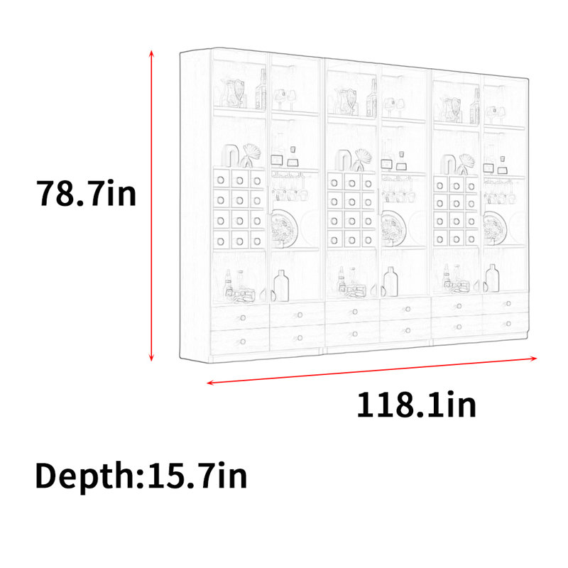 Heitman, (3 tablettes) H 78,7 po x l 118,1 po x P 15,7 po, Brun noyer