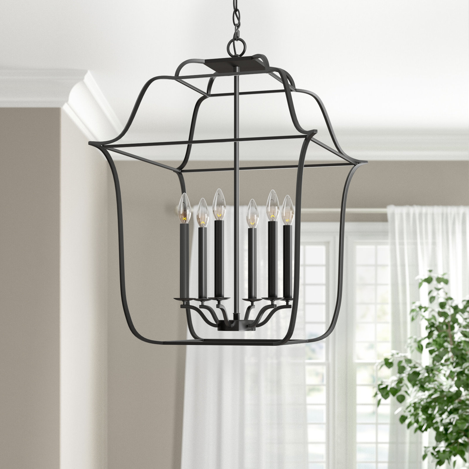 Lark 6-Light Chandelier, 30" H x 22" W x 22" D, Royal Ebony, 6
