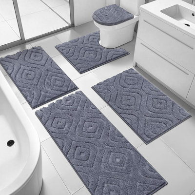 5 Piece Soft Absorbent Microfiber Bath Rug Set With Non-Slip Backing