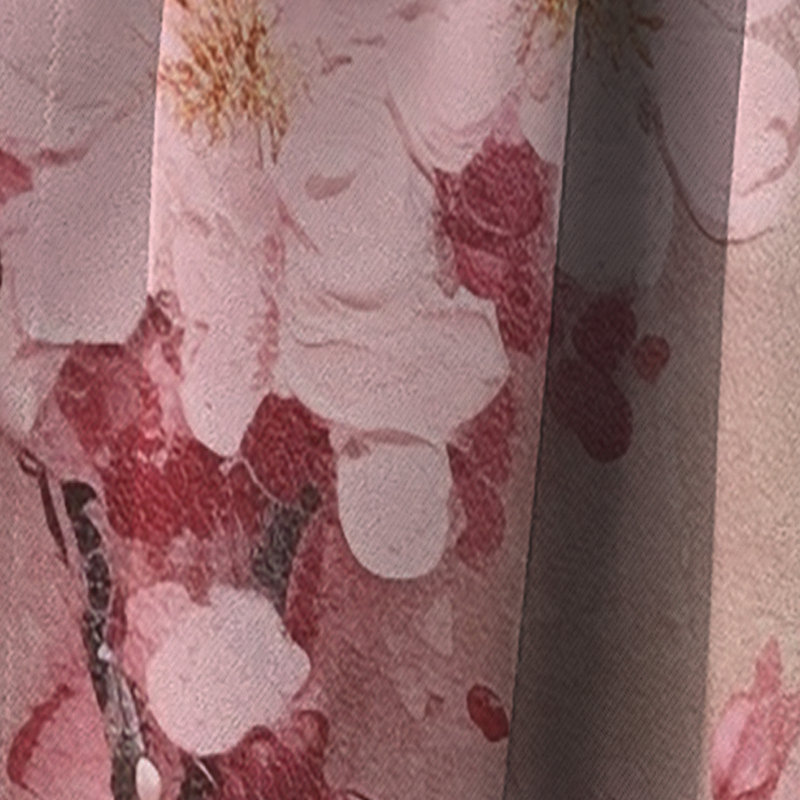 Cherry Blossoms - Collage rose foncé II - Rideau cerise - Rideau occultant à motif floral - 1 panneau, L 52 po x L 120 po